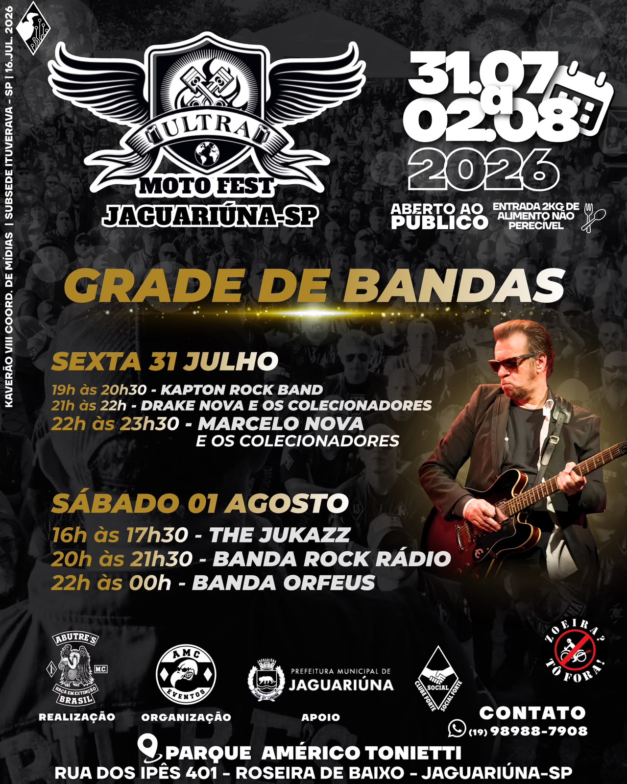 Ultra Moto Fest Jaguariúna-SP - Grade de Bandas